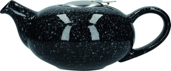 Théière - avec tamis - Céramique - Noir - 26x17 cm moucheté, 0.9 L - London Pottery