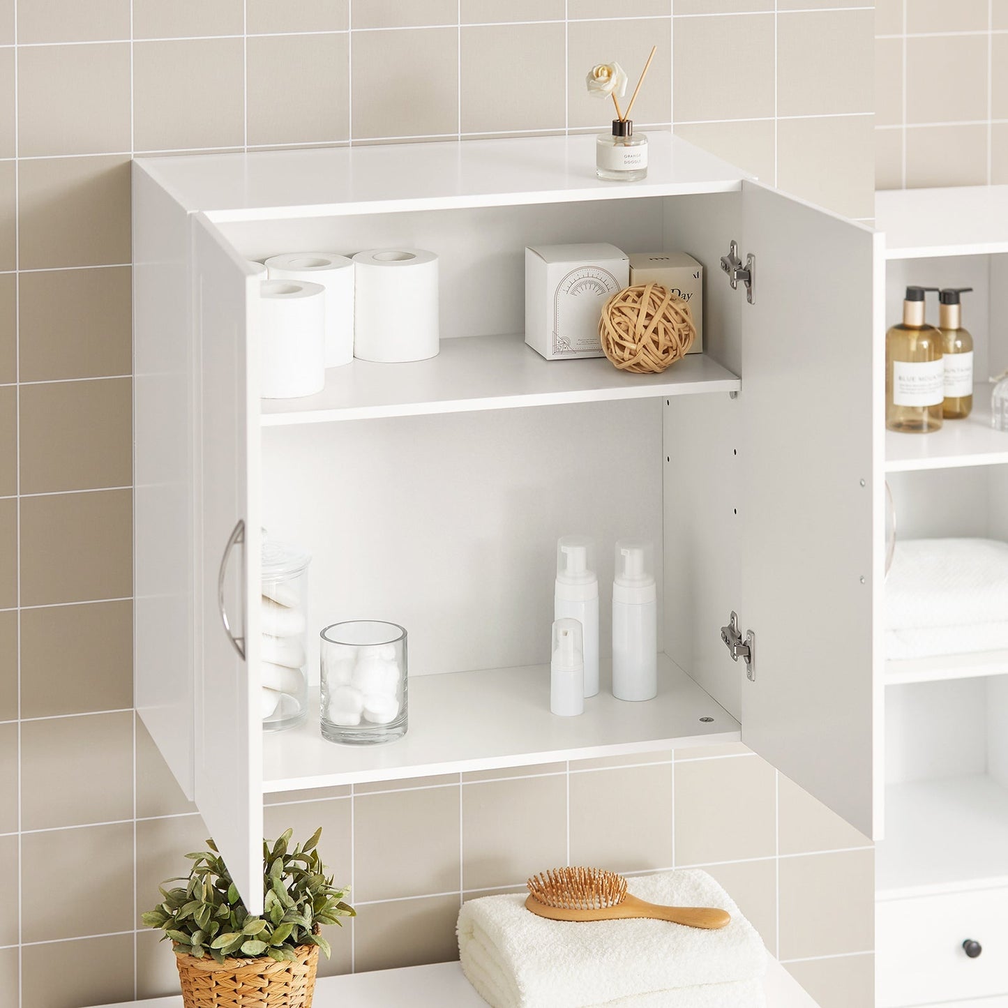 Armoire murale - SoBuy - 2 portes - 60x60x30 cm - Blanc - Etagère réglable