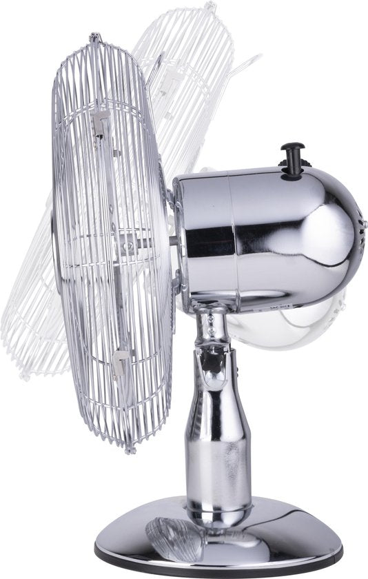 Ventilateur Lifetime - Ø30 Cm - Rétro - 3 Vitesses - Fonction inclinable - Fonction pivotante - Chrome