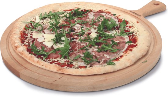 Boska Serviteur Rond Amigo XL - Planche de service avec poignée - Bois de hêtre rustique - Marron - ⌀ 42 cm