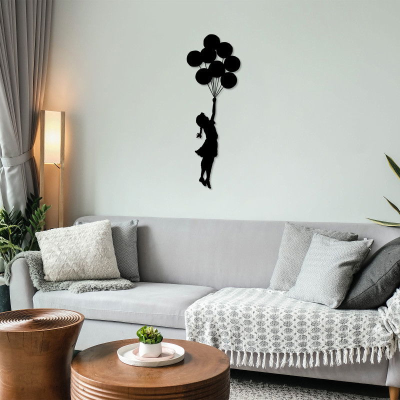 Wallity Wall Deco Banksy Décoration murale - Métal - 34 x 100 CM - Noir