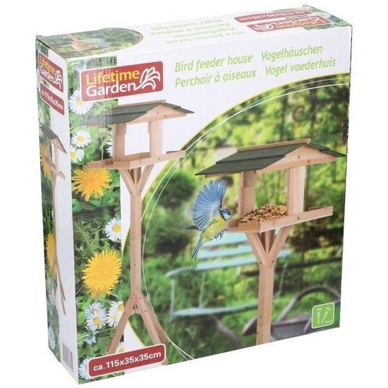 Lifetime Garden - Niche à oiseaux sur poteau - 115 x 35 x 35 CM - Protège la nourriture des oiseaux du soleil et de la pluie - pour le jardin et le balcon