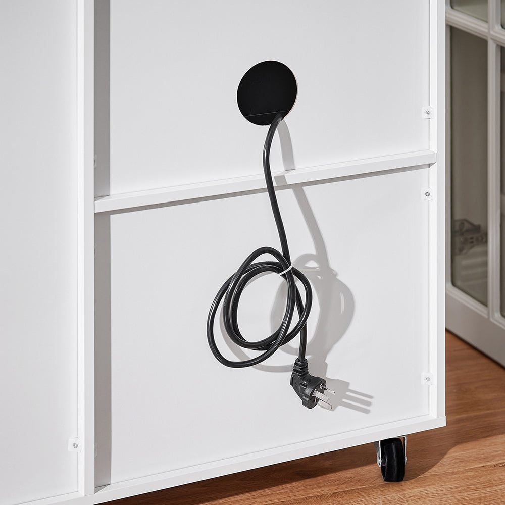 SoBuy ASK09-W meuble de bureau à roulettes avec porte-rouleau pour imprimante - blanc avec accents dorés - 75 x 40 x 76 cm