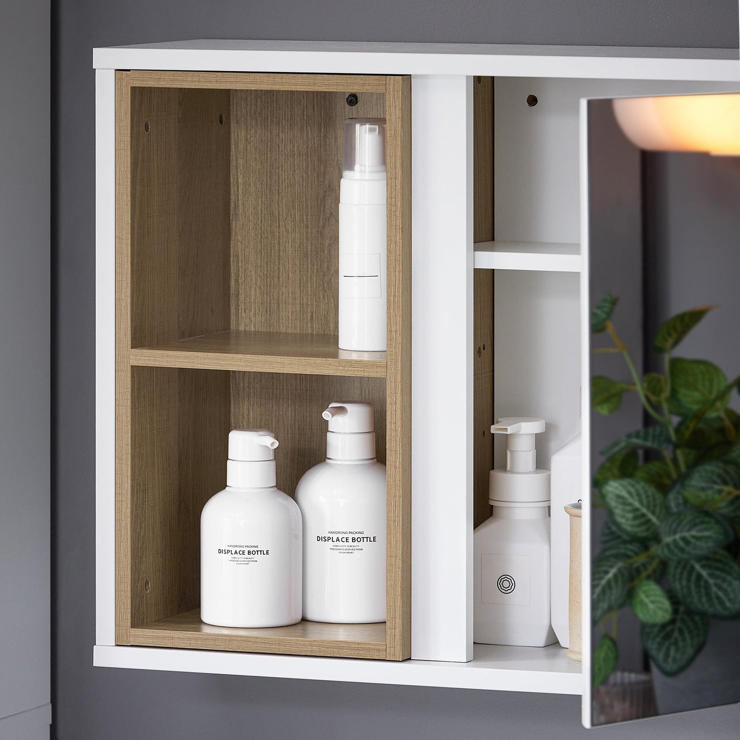 SoBuy Armoire murale - avec miroir et rangement - max 14 kg - 60 x 20 x 45 cm - blanc