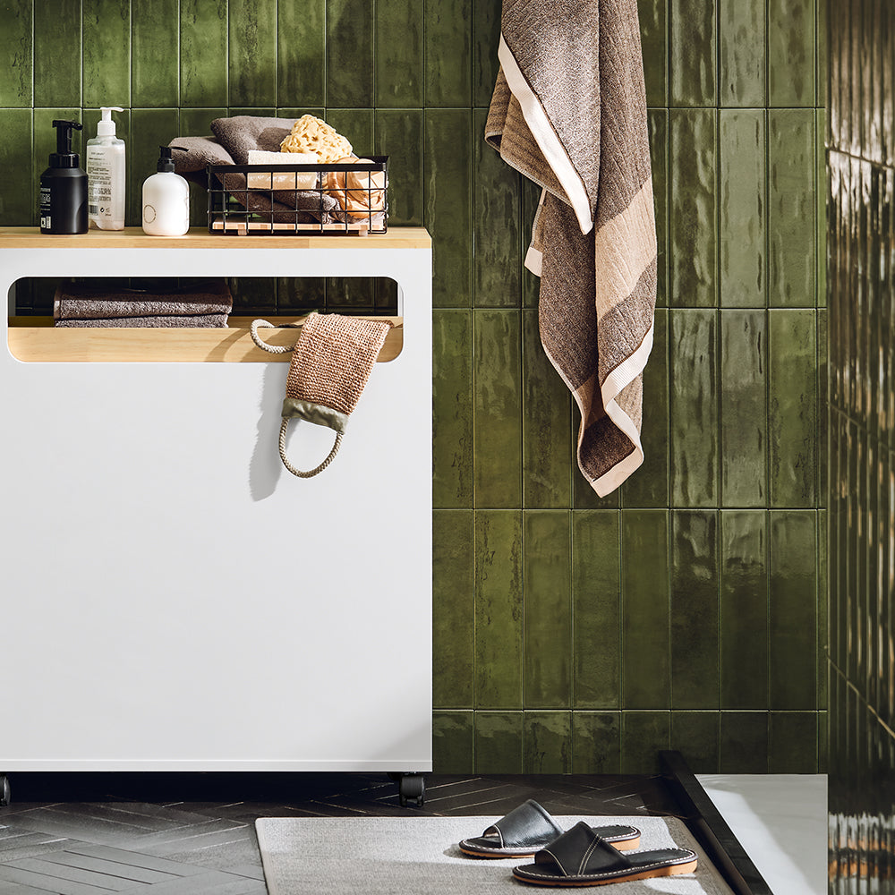 SoBuy BZR54-WN - Etagère de salle de bain avec 3 tiroirs - Plateau amovible - 23 x 82 x 65 cm - Blanc/Bois