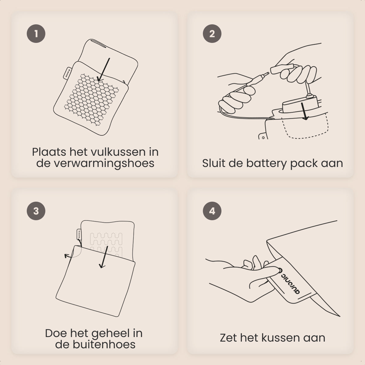 Auronic Heat Pillow Classic 45x45 cm - Sans fil et rechargeable avec chaleur infrarouge