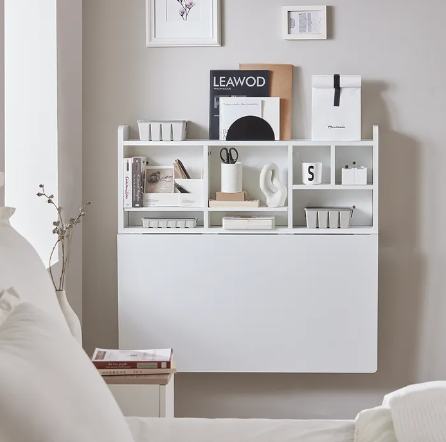 SoBuy Bureau pliable - Fixation murale - Max. 48 kg - 90 x 78 x 60 cm - Blanc