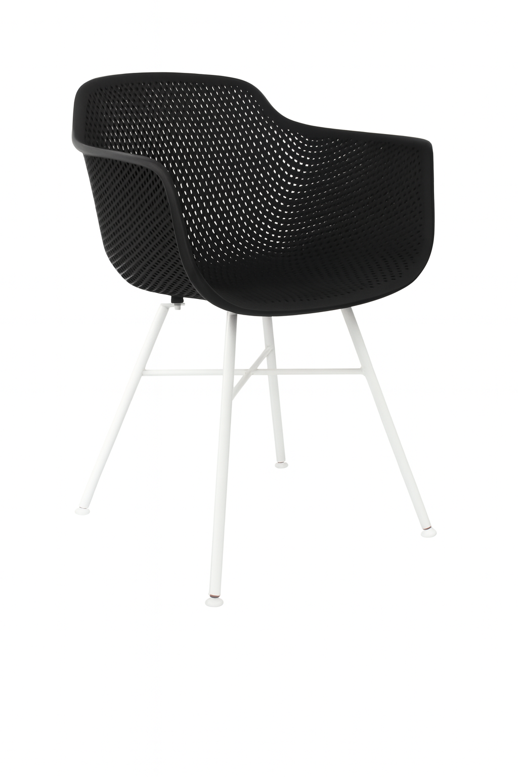 Kick Set de 4 chaises de jardin Indy Black - Structure blanche - 54 x 58 x 83 cm