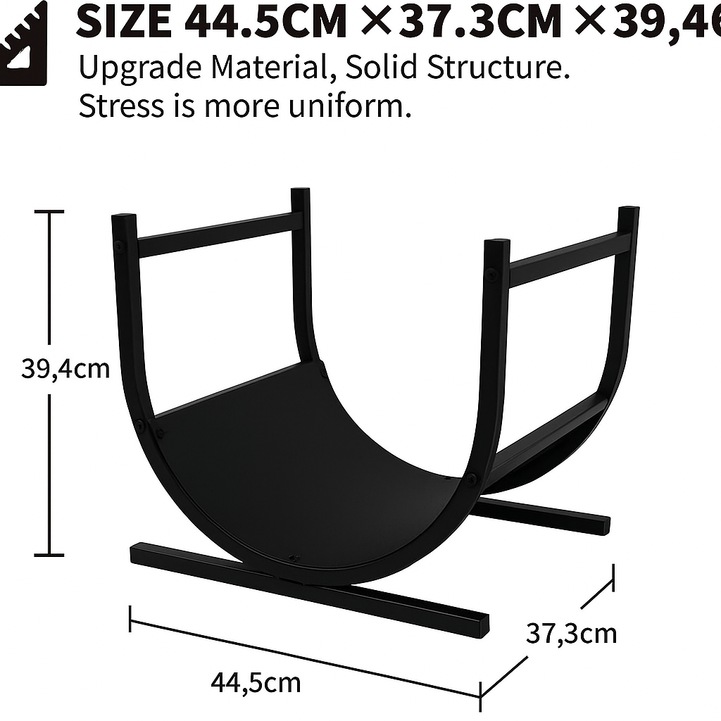 Froadp Support pour bois de chauffage - Pour l'intérieur et l'extérieur - 44 x 37 x 40 cm - Noir
