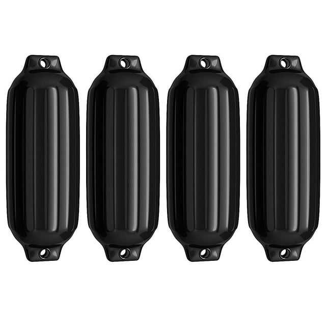 4 Ribbed Marine 8.5''X 27''Boat Fender Vinyl Bumper Dock Shield Solid Black
