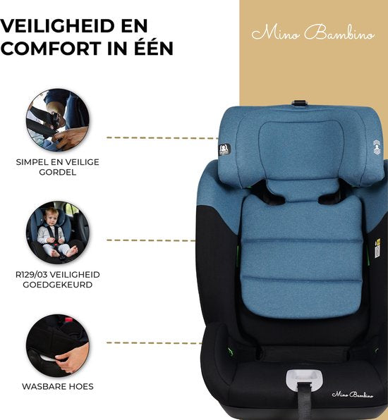 Siège auto Mino Bambino i-Size - Siège auto - Groupe 1/2/3 (76-150 cm) - Bleu