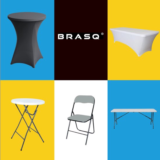 BRASQ Table pliante pliable noire - 180x70x74cm- Table de camping - Table pliante - Résistante aux intempéries - Table avec poignée de transport
