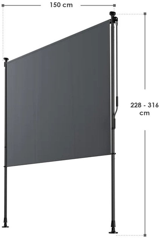 Parasol vertical Barbados - 150x310 cm - Gris
