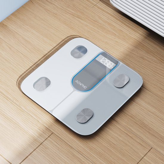 Renpho Elis 1C - Pèse-personne intelligent avec analyse du corps - 13 mesures - avec bluetooth et support d'application - Blanc