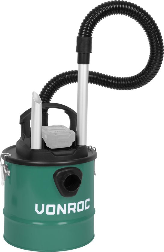 VONROC Aspirateur de cendres VPower 20V - Conteneur 12L - Filtre HEPA - Sans batterie ni chargeur