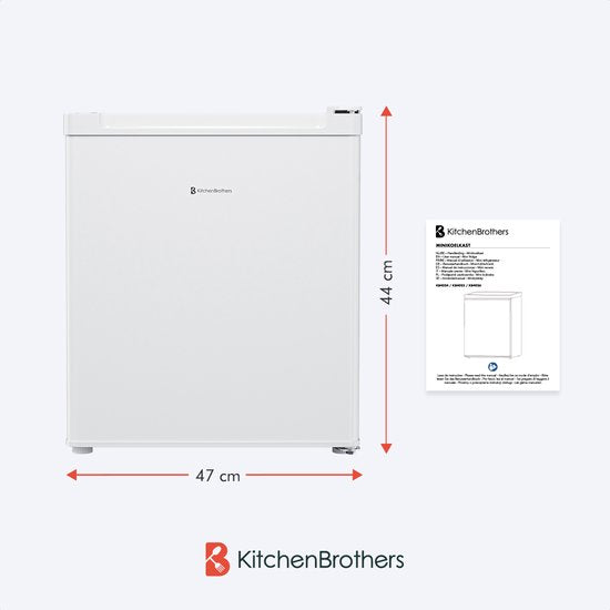 KitchenBrothers Mini Fridge - 40L - Petit réfrigérateur - Freestanding - Frigo - Compact - White