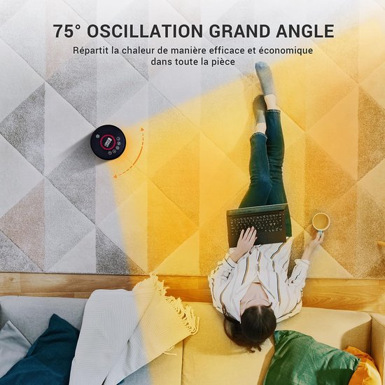 LEBENLANG Radiateur soufflant - Radiateur compact & économe en énergie avec télécommande - Température réglable et fonction minuterie - 2000W