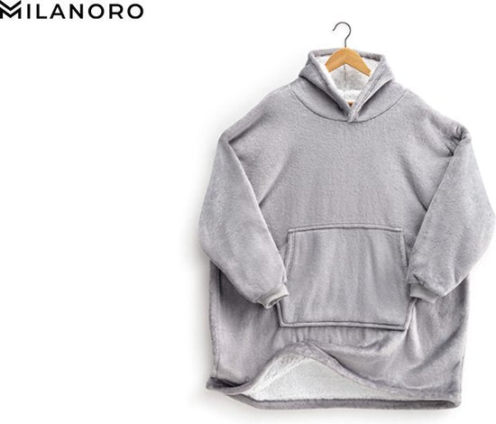 Milanoro - Couverture à capuche ultra-douce - Gris argenté