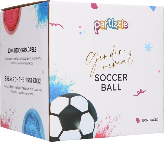 Partizzle Football de révélation du sexe - Avec poudre rose et bleue - Décorations pour la fête de bébé - Fête de garçon ou de fille - Bombe fumigène et pistolet fumigène alternatifs - Plastique