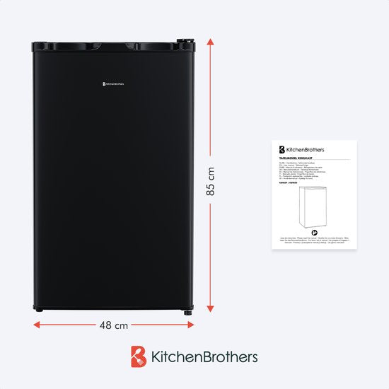 KitchenBrothers Réfrigérateur de table - 88L - Freestanding - Noir - Mini Frigo compact avec étagères réglables