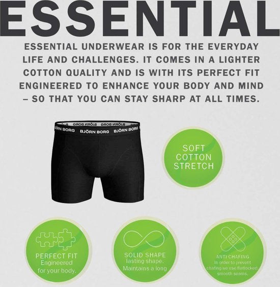 Björn Borg - Caleçon Hommes 3-Pack Boxers Contrast Solids - Noir - Taille S