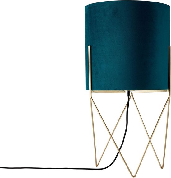 Brillant | Atami lampadaire laiton brossé/essence | 1x A60, E27, 28W, convient aux ampoules normales (non incluses)