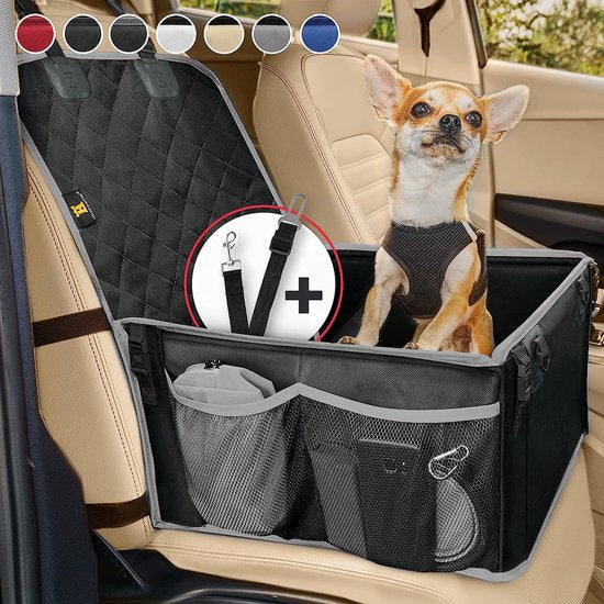 Siège auto pour chien de petite et moyenne taille avec ceinture de sécurité - siège auto pour chien étanche et stable pour siège arrière et siège avant - siège auto pour chien, siège passager pour chien, siège auto pour chien