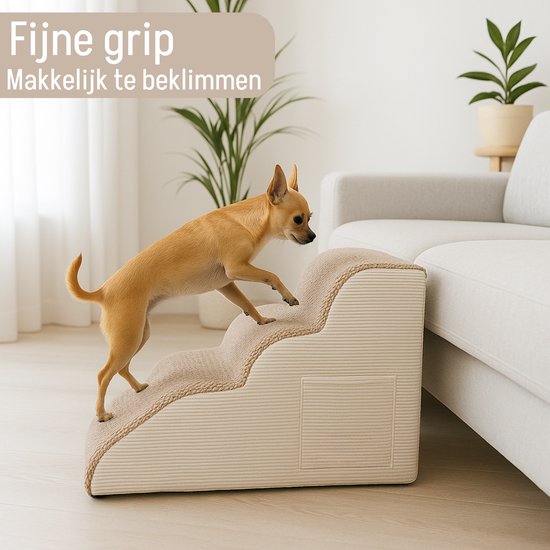 By Cee Cee Marchepieds pour chiens - marchepieds robustes - marchepieds pour chiens - 3 marches - 40x57x40cm - marron et beige - Kai