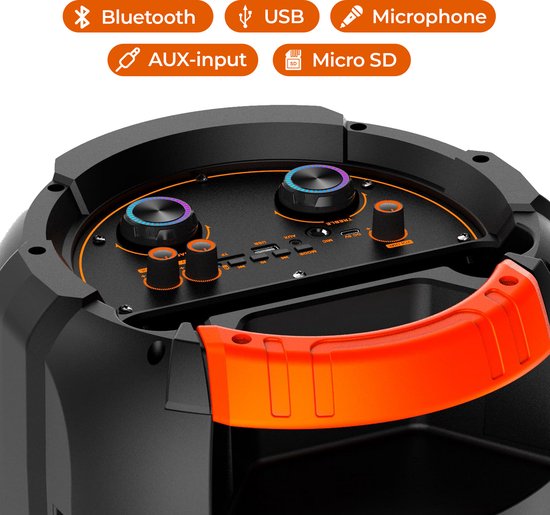 Denver Bluetooth Speaker Party box - Lumières disco - Party box - Microphone sans fil et télécommande inclus - BPS459