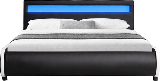 Lit capitonné Seville - 140 x 200 cm - Noir - Eclairage LED