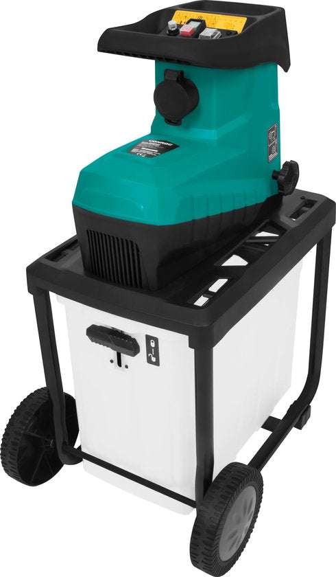 VONROC Silent Shredder/Shredder 2800W - Pour les branches jusqu'à Ø45mm - Bac de ramassage 60L & bâton de poussée inclus