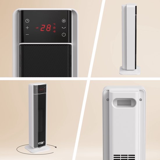 Fourneau électrique Auronic - Fourneau en céramique - Fourneau à tour - 2000W - Blanc