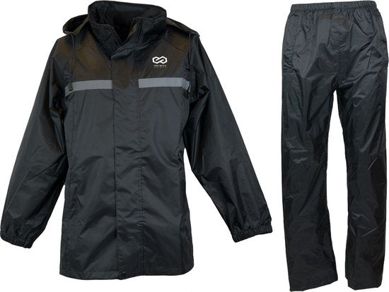 Infinity Goods Regenpak - Dames & Heren - Maat XS - Waterdicht & Ademend - Reflecterend - Zwart
