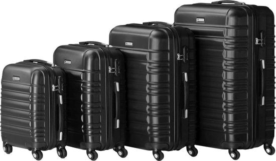 Trolley Travel Case Set / Suitcase Set Rome - 4-Piece - Black - ABS