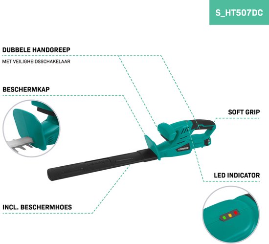 VONROC Taille-haie à batterie 12V - Longueur de coupe 350mm - Largeur de coupe 12mm - Batterie et câble usb-c inclus