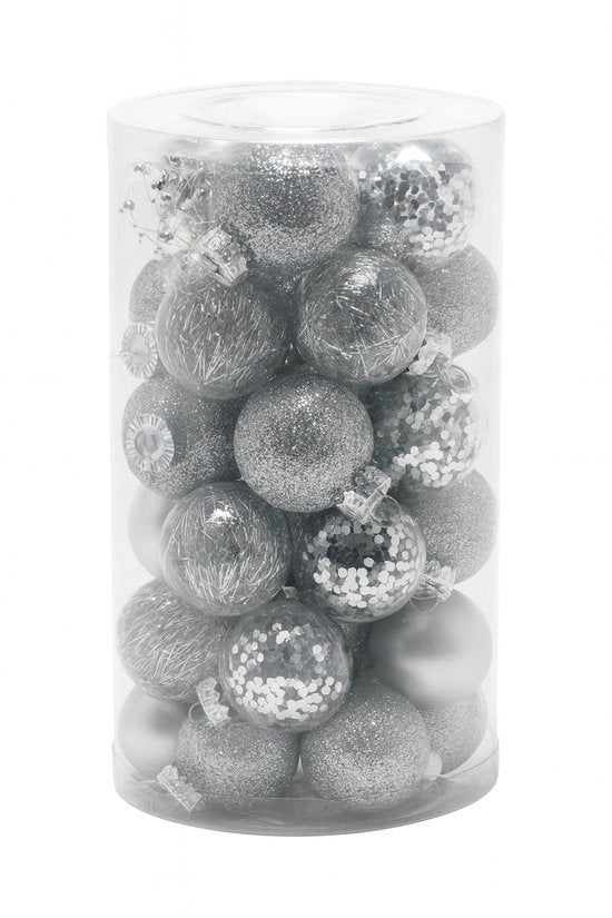 Jeu de boules de Noël 25 pcs argent