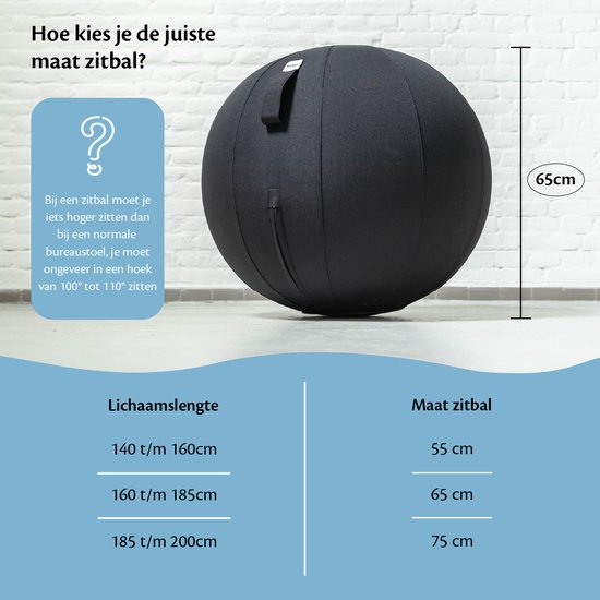 Backerz® Sitting Ball Linen 65 CM - Ballon d'assise avec housse - Tabouret d'équilibre - Ballon de yoga de luxe - Ballon ergonomique pour chaise de bureau - Vert
