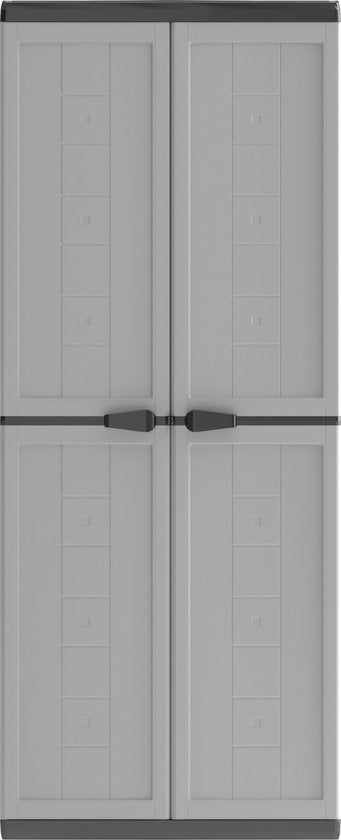 Armoire haute Jolly - 3 étagères - 68x39x166 cm - gris foncé/noir