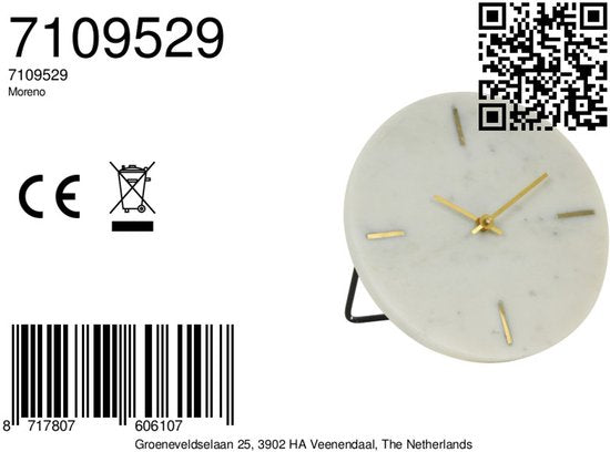 Light & Living - Horloge MORENO - 20x17x18cm - Blanc