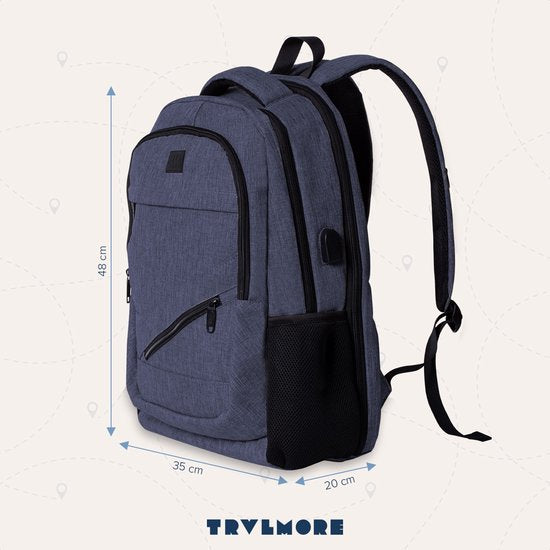 TRVLMORE Sac à dos - 36L - 17 inch - Sac à dos pour ordinateur portable - Sac d'école - Homme et Femme - Sacoche pour ordinateur portable - Splashproof Blue