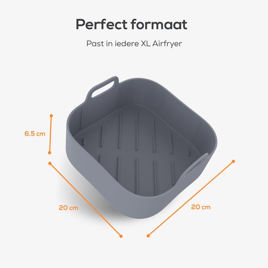 KitchenLove Plateaux pour friteuse en silicone XL - 2 pièces - carrés - alternative au papier sulfurisé - accessoires - sans BPA - 20CM
