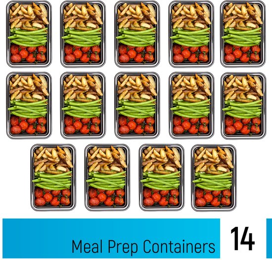 Fitcrafters Meal Prep Trays - Plateaux fraîcheur - Plateaux congélation - 14 pièces - 1 compartiment - 1L - sans BPA