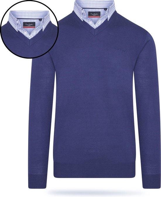 Pierre Cardin - Chandails Hommes Pull Mock - Bleu - Taille XL