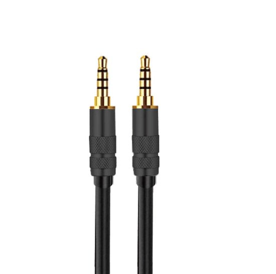Drivv. Câble AUX 3,5 mm - Jack à Jack - Câble audio 4 pôles - Plaqué or - Mâle à Mâle - PVC - Noir - 5 mètres