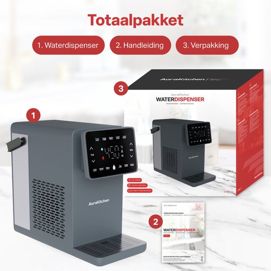 AoraKitchen Distributeur d'eau chaude - 4.5L - Robinet d'eau chaude - Touch - Distributeur d'eau - Bouilloire instantanée