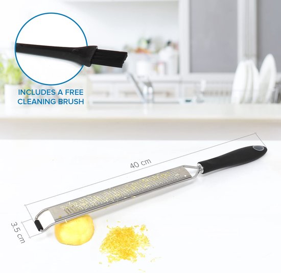 Râpe à zeste de citron en acier inoxydable tranchant comme un rasoir, râpe ergonomique pour la cuisine avec poignée et patin antidérapant, outil polyvalent pour zester le citron qui sert aussi de râpe à parmesan, râpe à ail, râpe à gingembre et bien plus