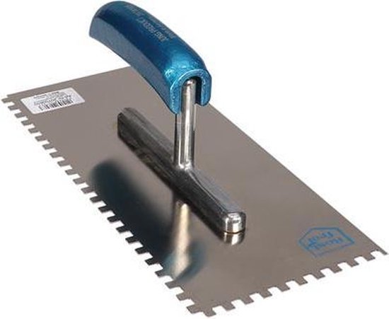 Jung Henkelmann Truelle de pavage dentelée 13 X 28 cm Acier Argent/Bleu