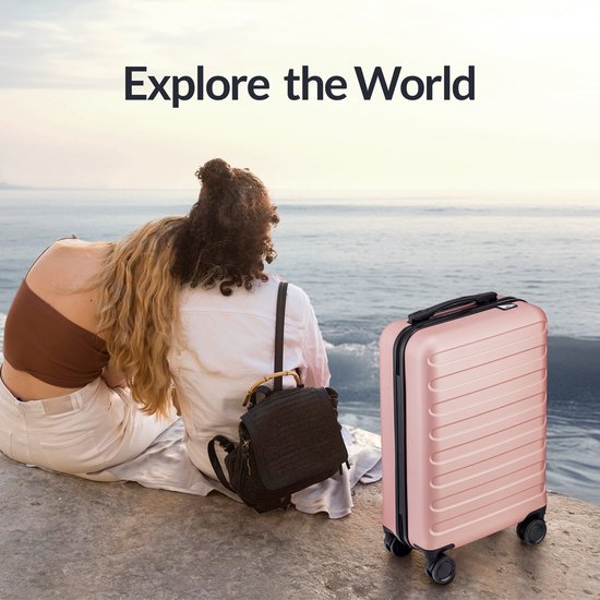 Nohrd Hand Luggage Suitcase - Rose Gold - Travel Suitcase with Wheels - 55x35x20 cm - Hand Luggage Trolley Lightweight - Travel Suitcases - Trolley on Wheels - Suitcases