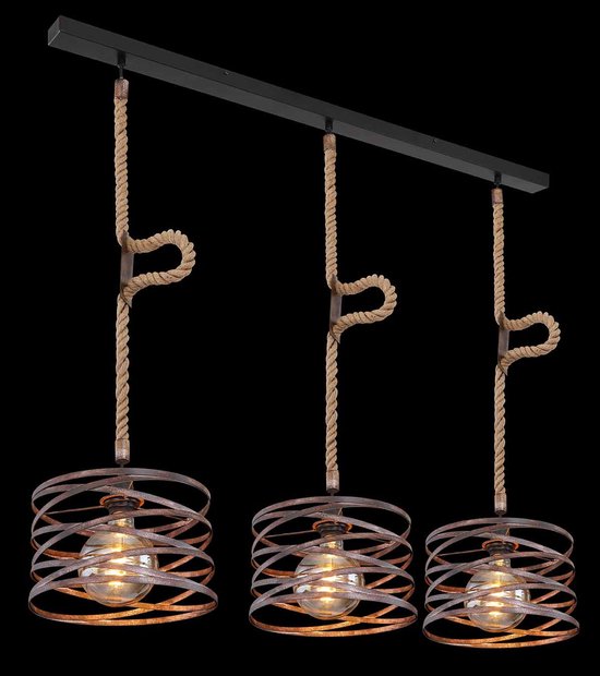 Globo - lampe suspendue - Marco - noir - métal - grande lampe de table de salle à manger - E27 - 15641-3H