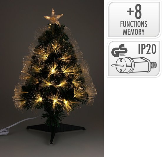 Décoration de Noël Sapin de Noël en fibre optique - étoiles lumières led et pointe - 60 cm - 8 fonctions